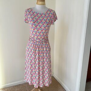 Boden 4L pink multi printed short sleeve dress.